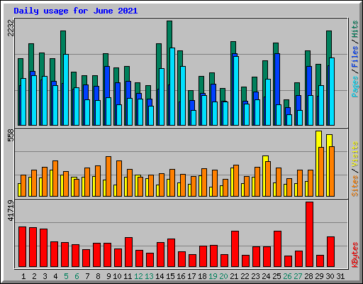 Daily usage for June 2021