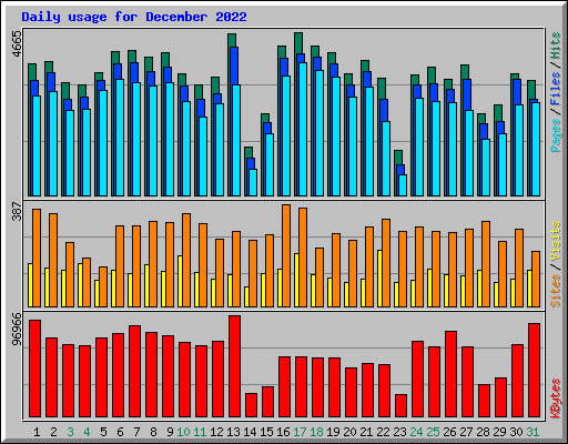 Daily usage for December 2022