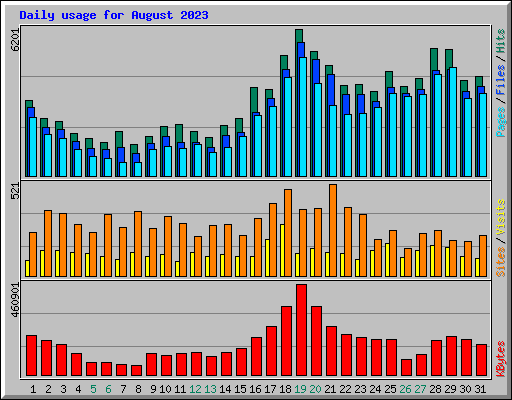 Daily usage for August 2023