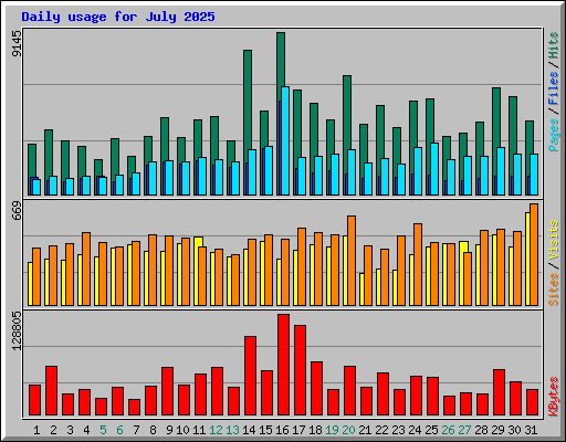 Daily usage for July 2025