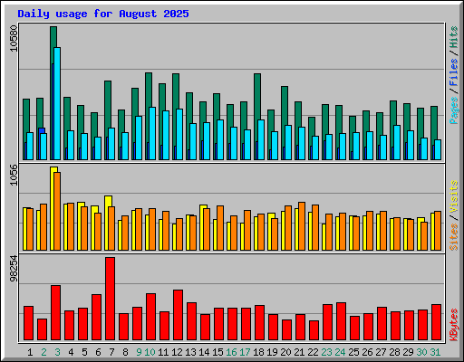 Daily usage for August 2025